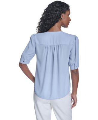 Women's Short-Sleeve Button Front Top