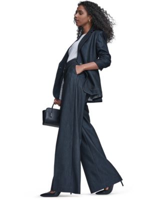 Women's Faux Denim One-Button Jacket