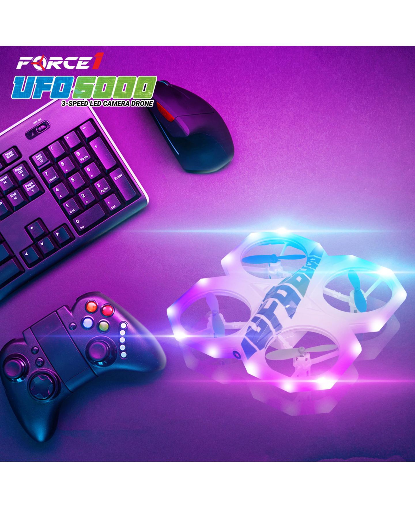 Детская игрушка Force1 UFO 6000 Multi-Color LED Stunt RC Drone with Camera — фото 8