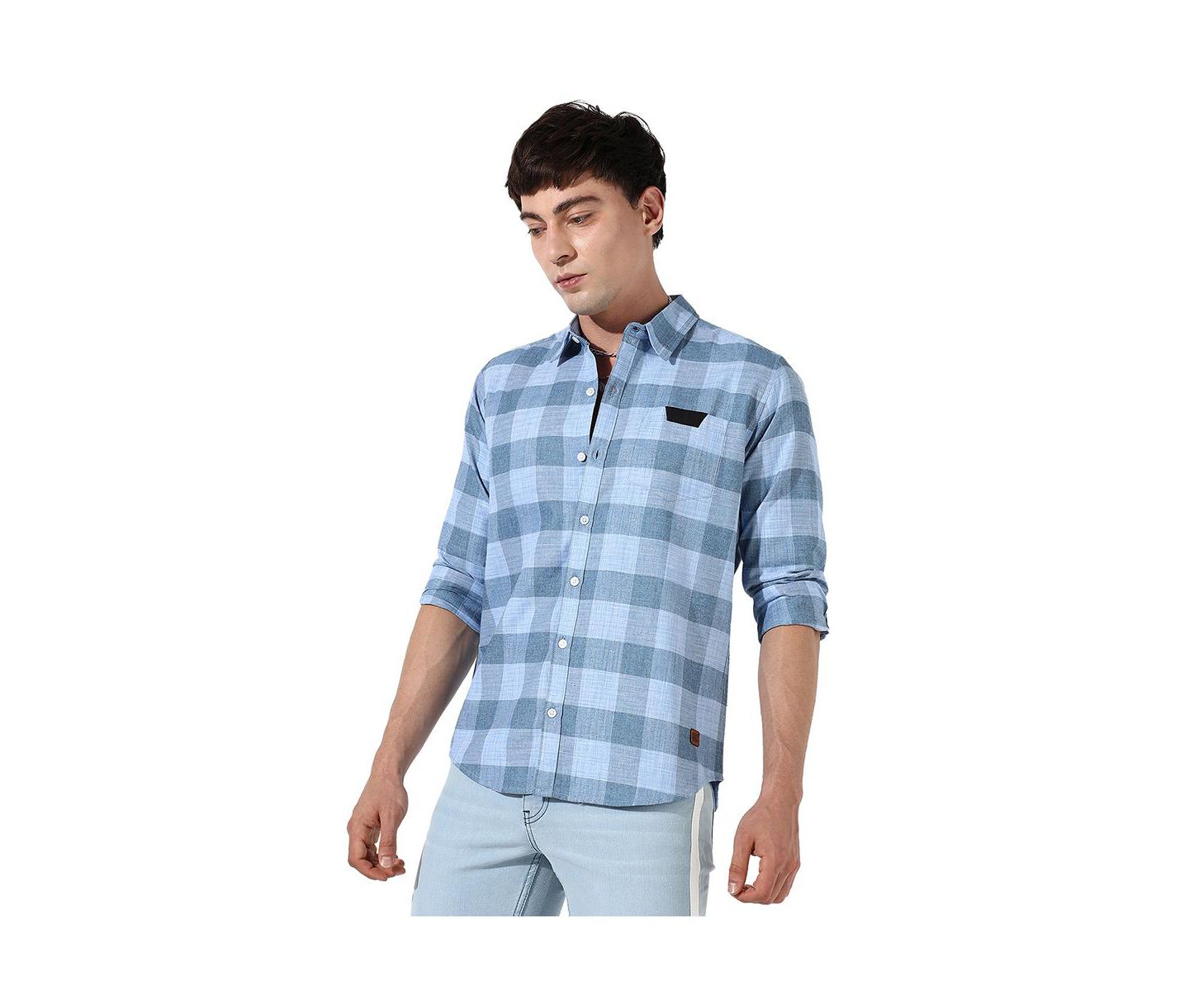 Мужская рубашка Cahoot Campus Sutra Cotton Blue Checks, цвет: Синий — фото 5