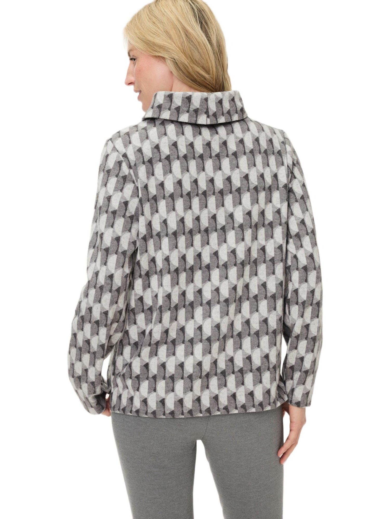Женский топ Olsen Geo Jersey Top, цвет: Серый каменный меланжевый — фото 2