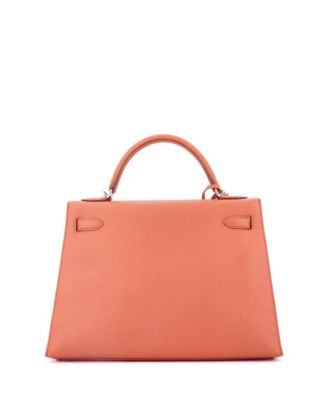  Kelly 32 Handbag Pink Epsom with Palladium Hardware