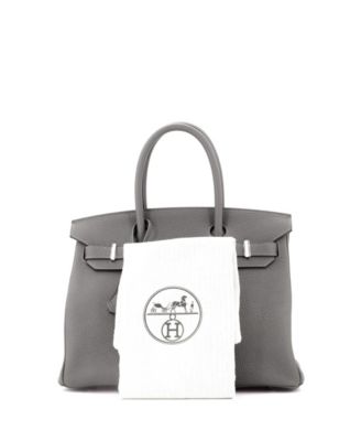 Birkin 30 Handbag Grey Clemence with Palladium Hardware