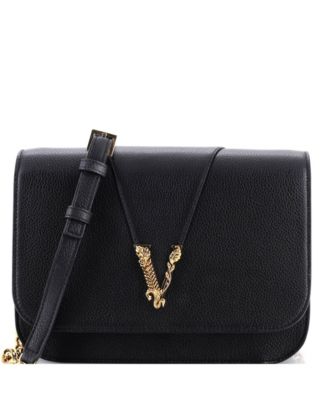 Medium Virtus Chain Flap Shoulder Bag Leather