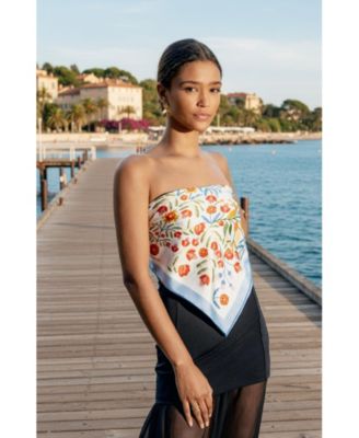 Porcelain Jardin Double Sided Silk Scarf