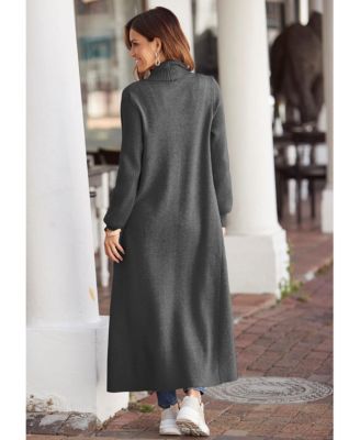 Women's Long Length Knit Cardigan With Pockets
