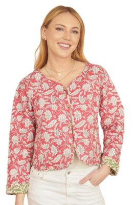 Women's Floral Reversible Cotton Quilted Jacket