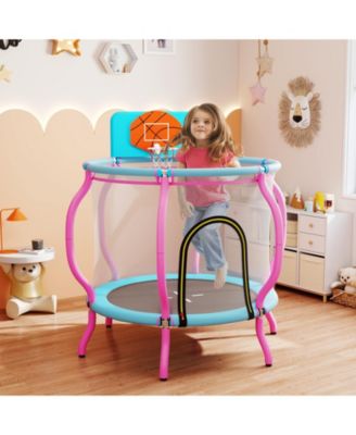 48'' Kids Trampoline Indoor & Outdoor Pumpkin Trampoline w/Basketball Hoop