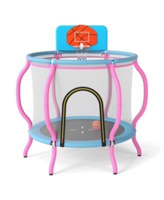 48'' Kids Trampoline Indoor & Outdoor Pumpkin Trampoline w/Basketball Hoop