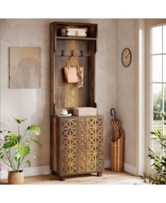 3-in-1 Entryway Hall Tree with Storage, Farmhouse Hall Tree with Coat Rack