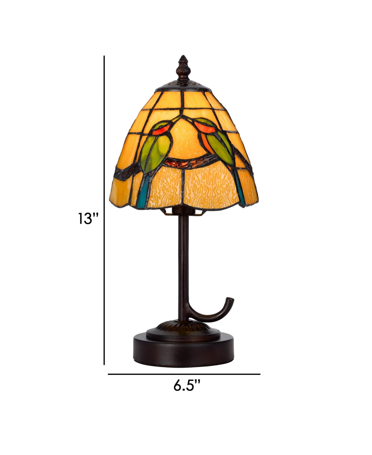 Slickblue Painted Avian Pair Tiffany Style Shade Elegant and Colorful Lighting Accent Lamp