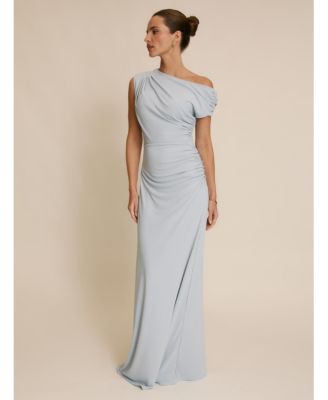 Women's Slash Neck Draped Bridesmaid Dress