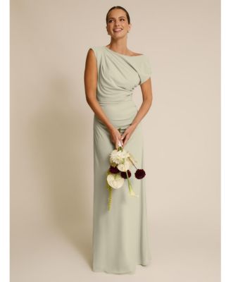 Women's Slash Neck Draped Bridesmaid Dress