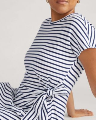 Plus Size Crescent Breton Stripe Knot Dress