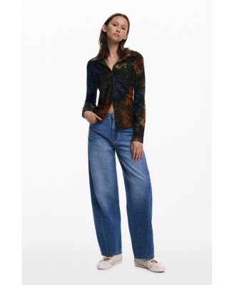 Women's Buttoned animal print T-shirt