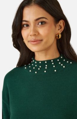 Women's Bead Detail Knitted Sweater Dress