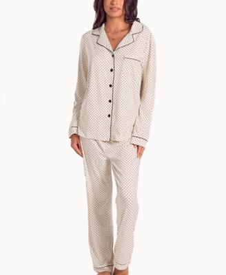 Women's Brushed Micro Stretch Knit Long-Sleeve Pajama Set