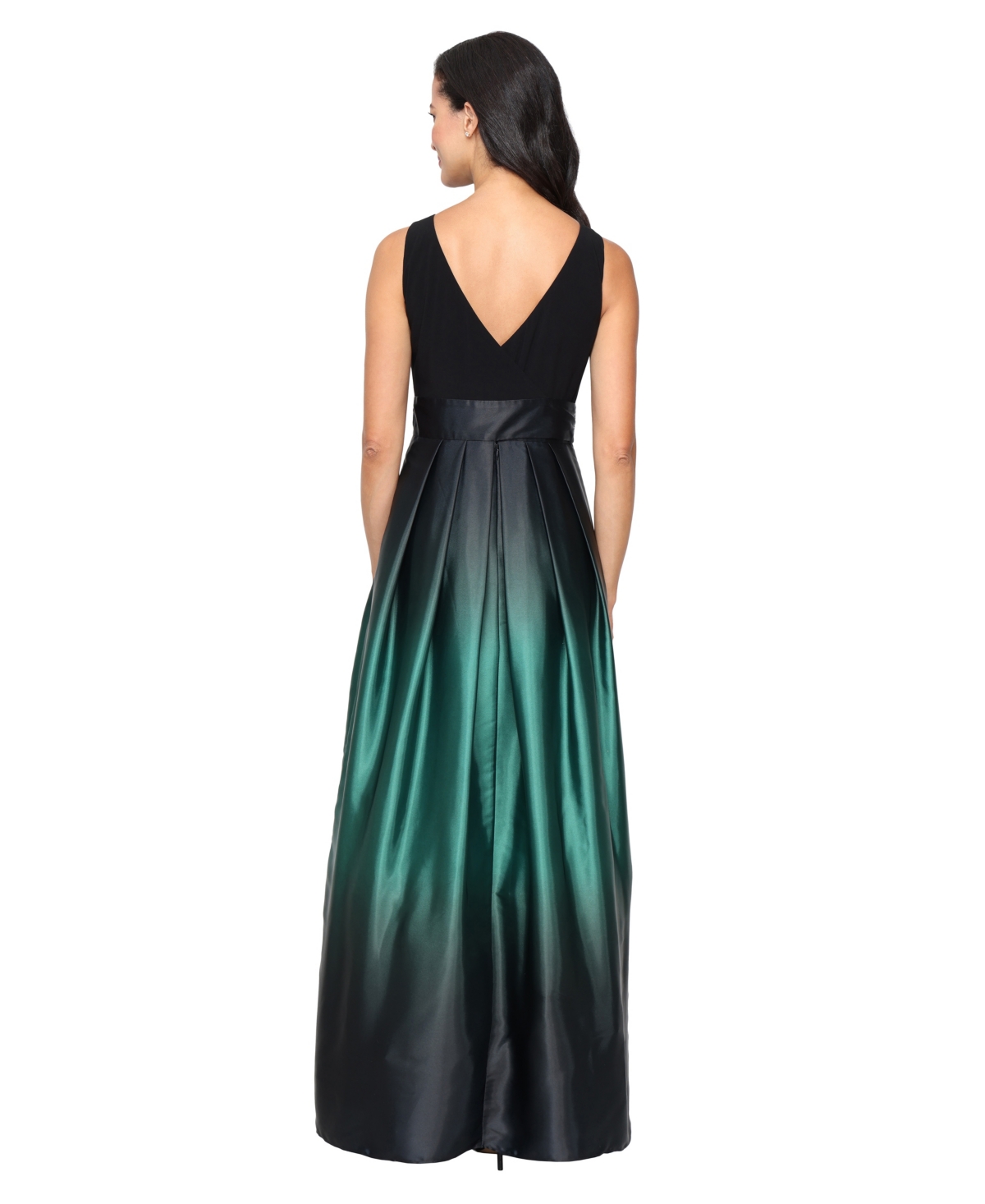 Sl Fashions Ombre Satin Bow Sash Gown In Multi
