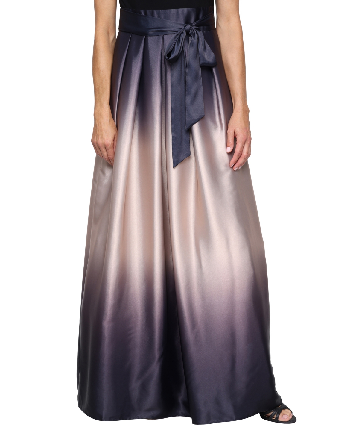 Sl Fashions Ombre Satin Bow Sash Gown In Multi