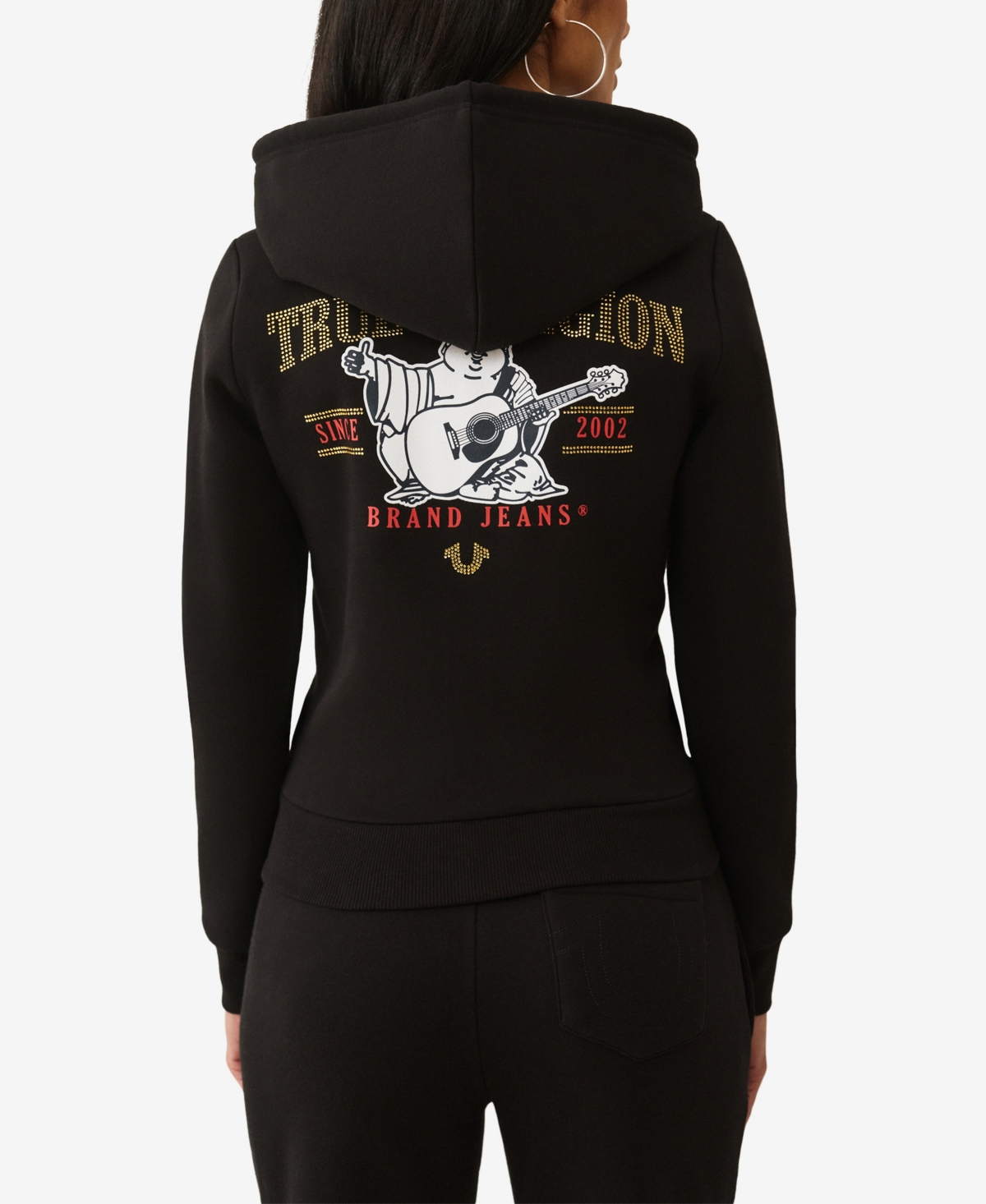 True Religion Women's Crystal Zip Hoodie In Black
