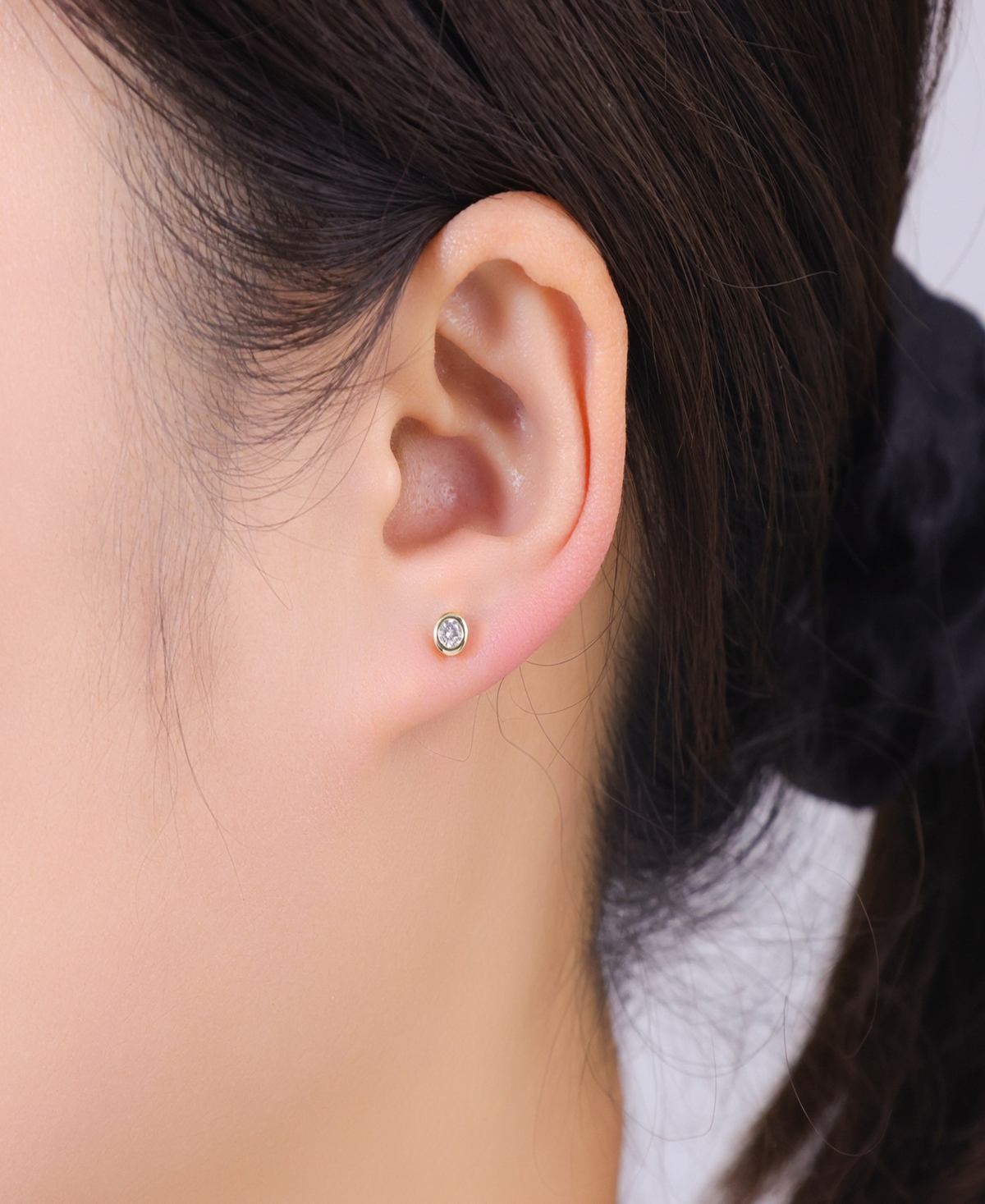 Unwritten Cubic Zirconia Bezel Post Stud, Cubic Zirconia Cross Endless Hoop Endless Hoop 3 Pairs Earring Set In Gold