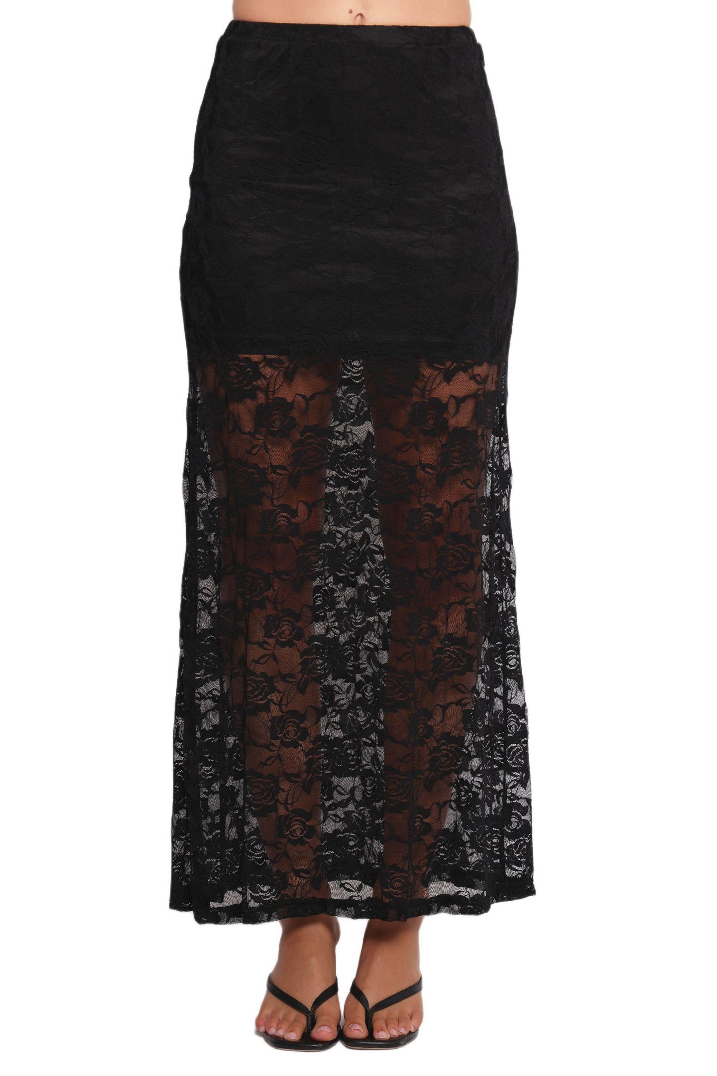 Женская юбка Petal and Pup Laken Sheer Lace Maxi, цвет: Чёрный — фото 1