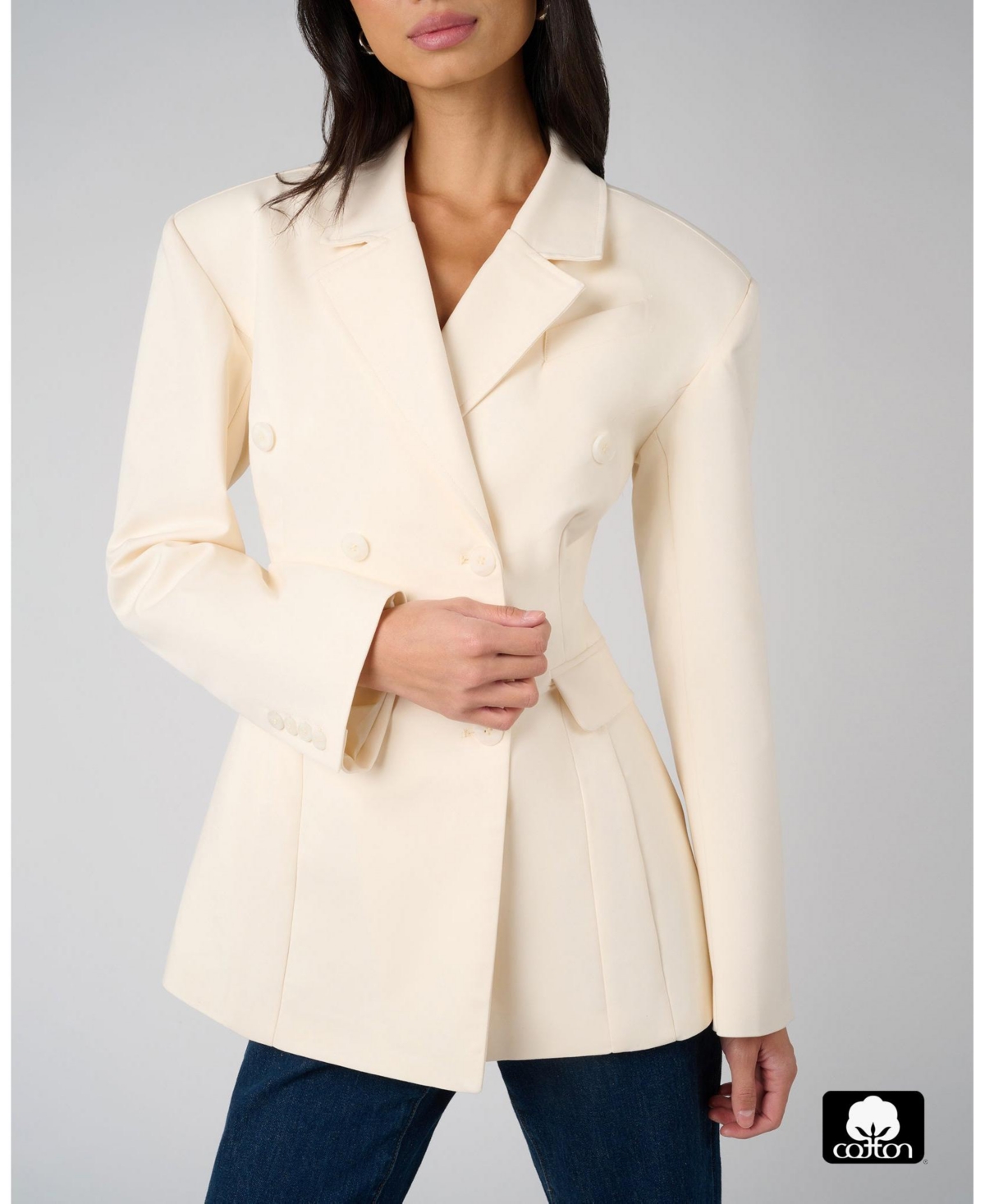 WeWoreWhat Women's Double Breasted Cinched Waist Blazer