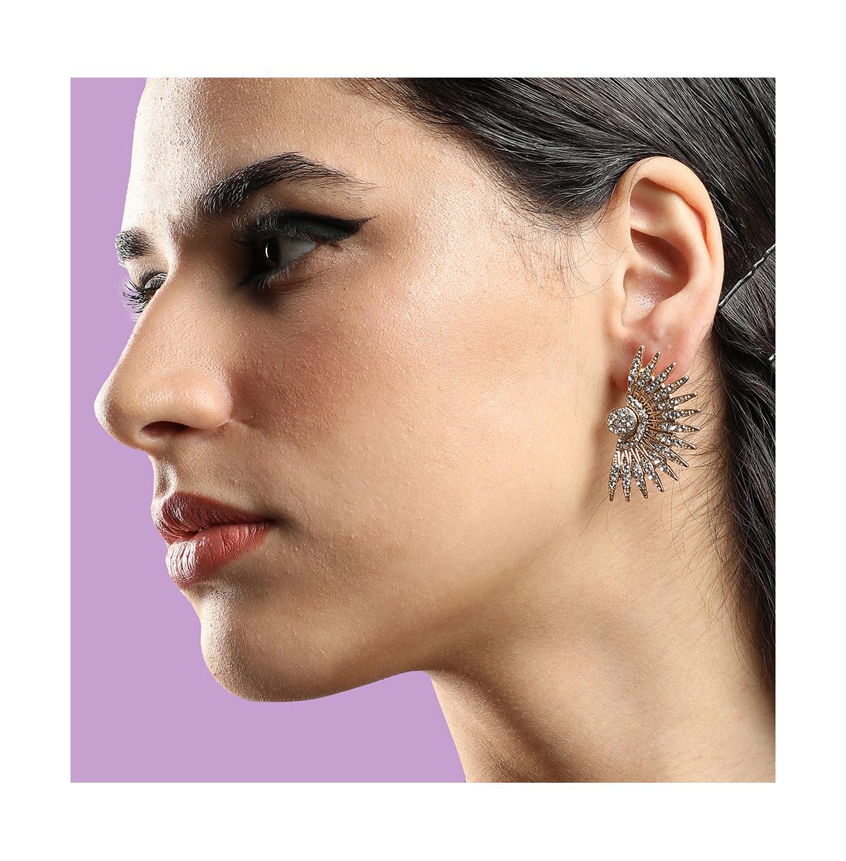 Sohi Women's Embellished Rays Drop Earrings