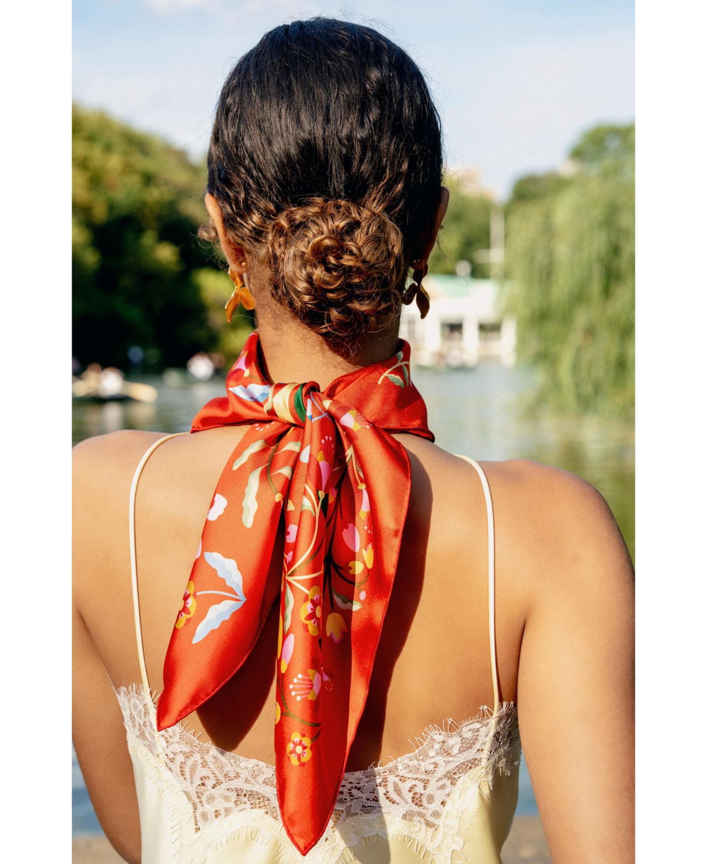 Женский шарф Jessie Zhao New York Festival Flora Double Sided Silk, цвет: Красный — фото 3