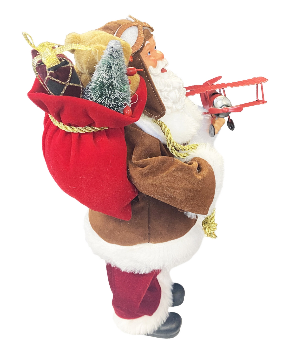 Santa's Workshop 12" Pilot Santa Claus In Brown