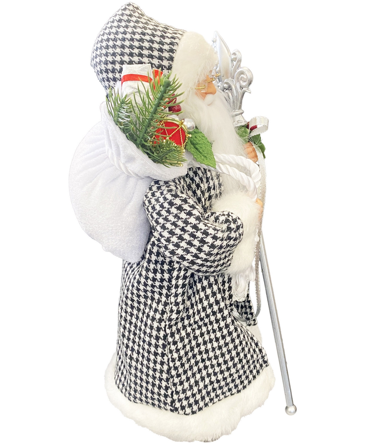 Santa's Workshop 15" Houndstooth And Christmas Santa In Black