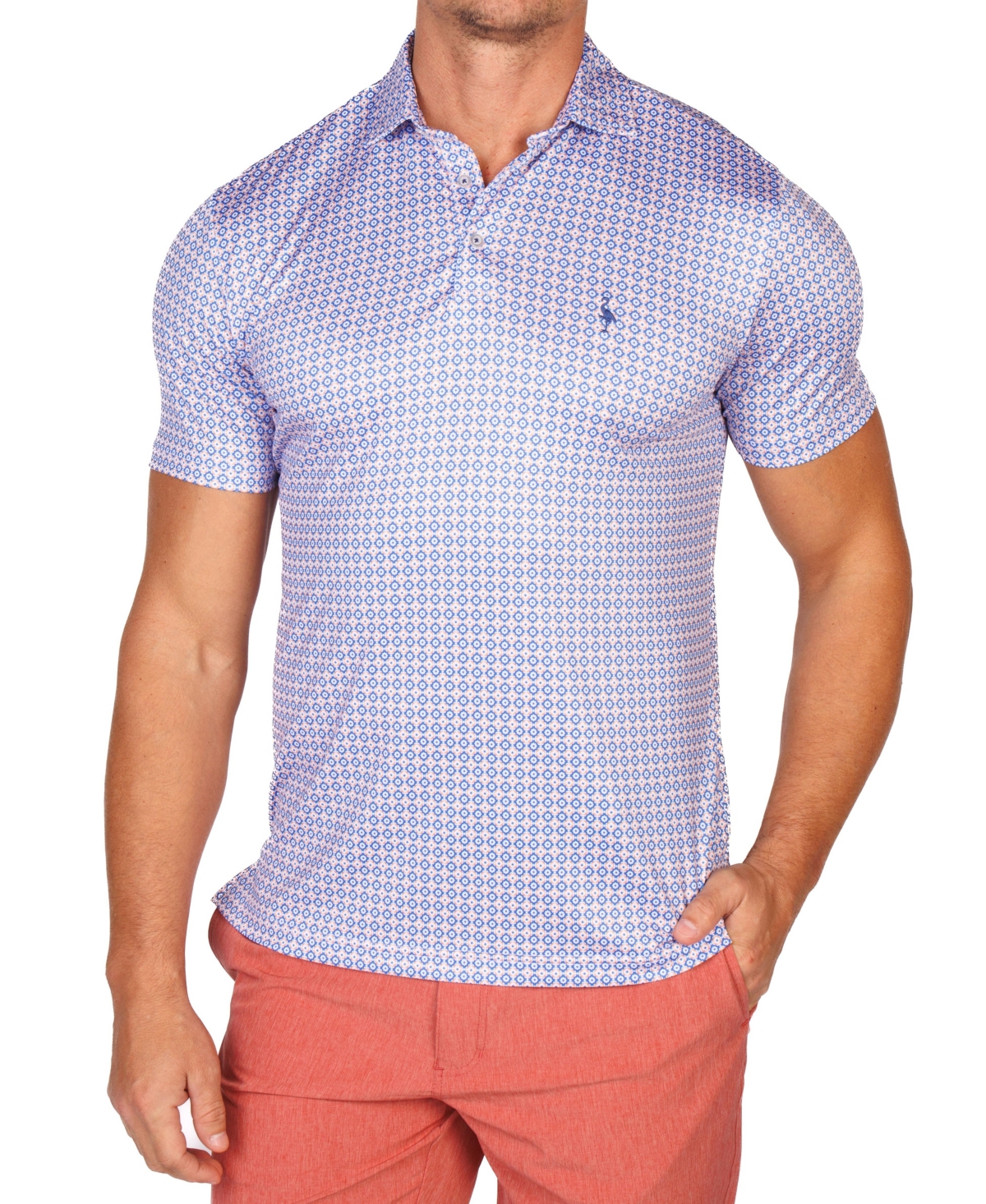 TailorByrd Men's Geo Floral Mosaic Performance Polo