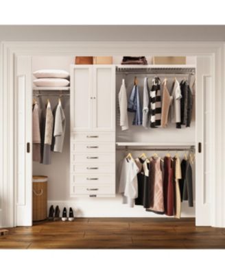 Solid Wood 6 Shaker Style Drawers and Doors Reach-In Closet Organizer