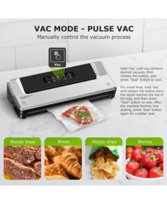 Bonsenkitchen Compact Vacuum Sealer, Fast Multi-Functional Food Saver with 20 Bags, 2 Rolls & Hose, High-Speed Continuous Use, Silver