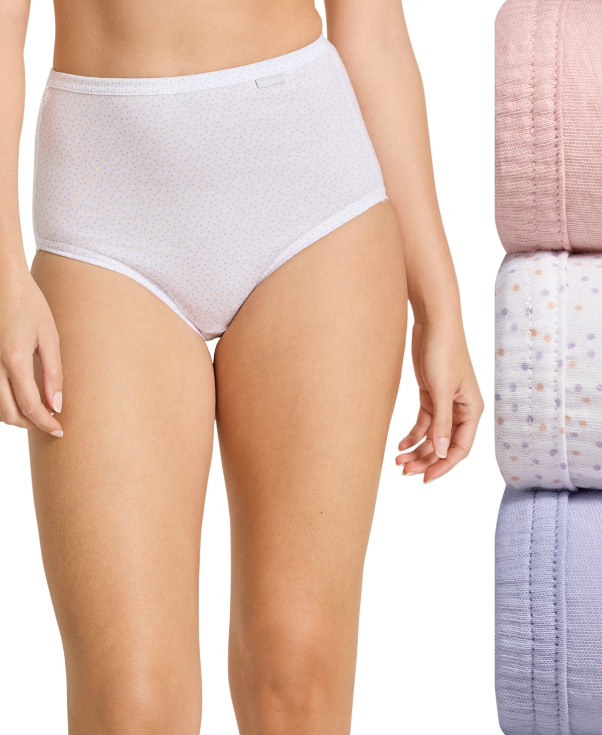 Jockey Elance Brief 3 Pack Underwear 1484, 1486 Extended Sizes - Violet Veil/tango Dot/coral Mist Heather