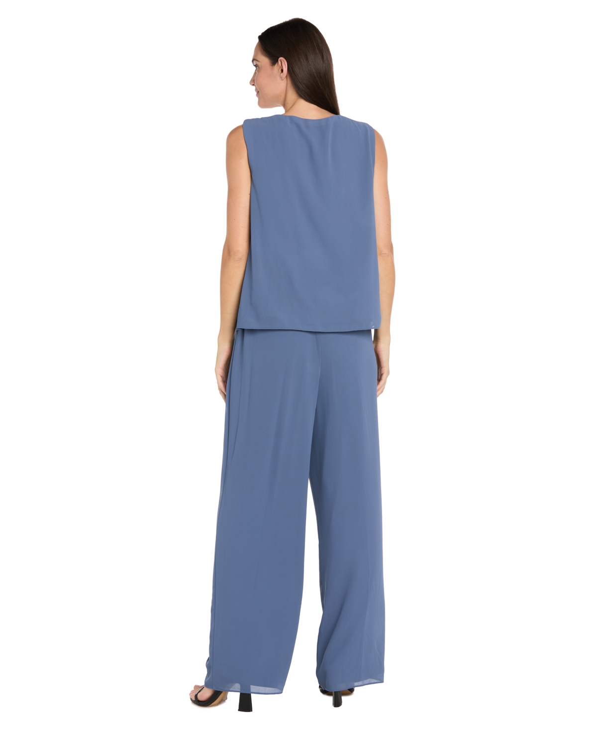 R & M Richards Petite Embellished Pants Suit, 3-piece Set In Blue