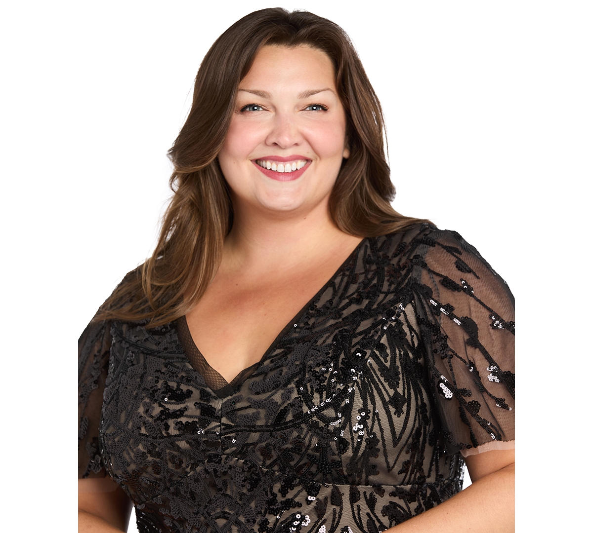 R & M Richards Plus Size Sequin Detail Maxi Dress In Black