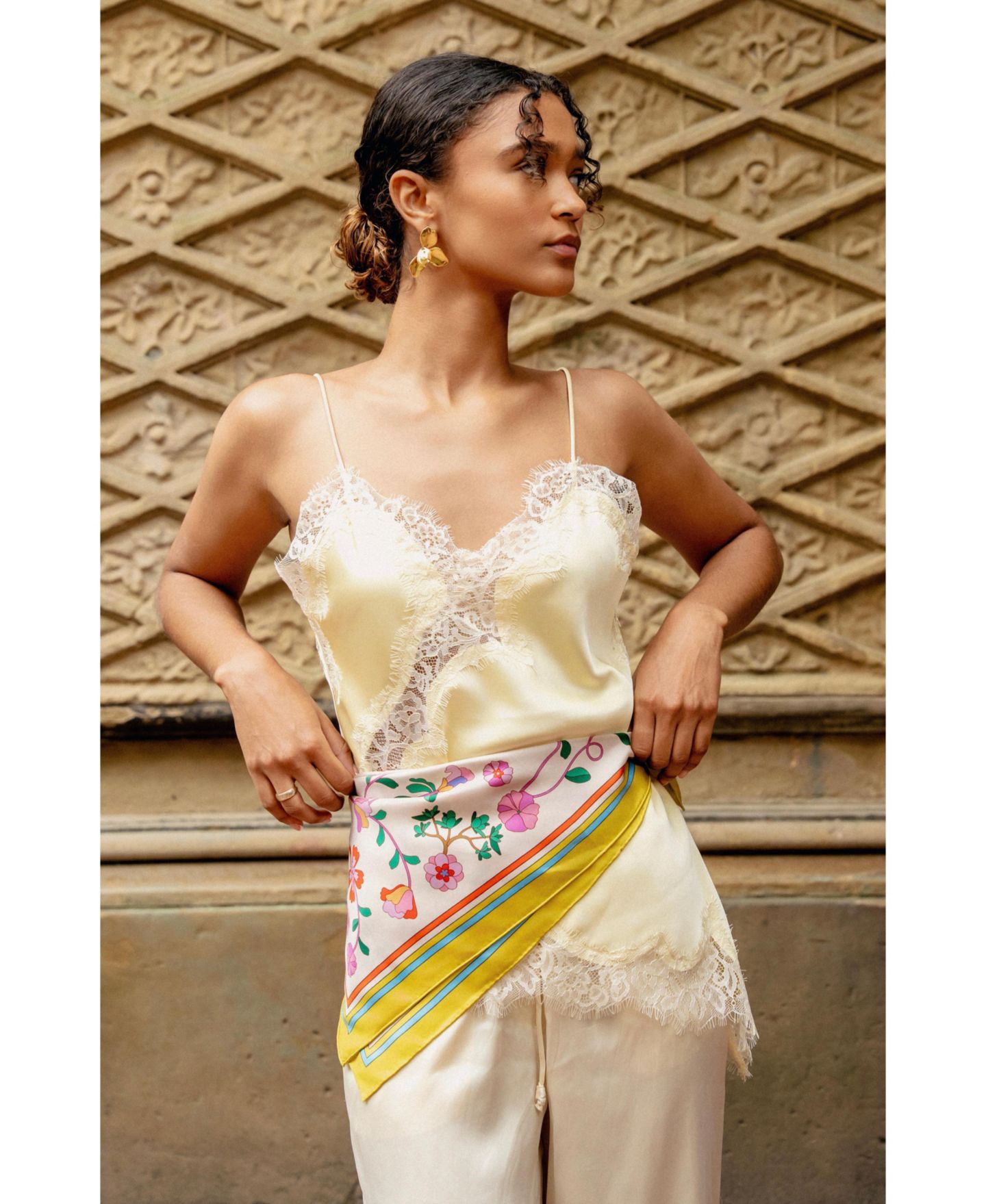 Женский шарф Jessie Zhao New York / Limoncello Jardin Double Sided Silk, цвет: Розовый — фото 3