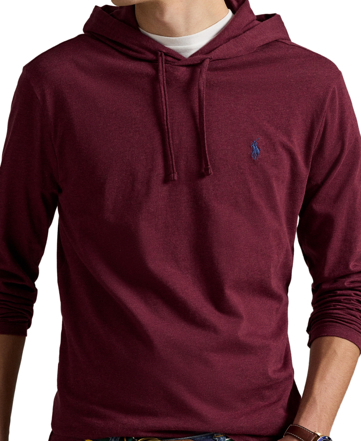 Polo Ralph Lauren Men's Jersey Hooded T-shirt In Burgundy