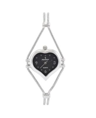 Womens Silver colored Wire Watch with Black dial