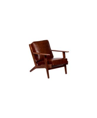 Single Solid Sheesham Wood Accent Chair with Brown Finish