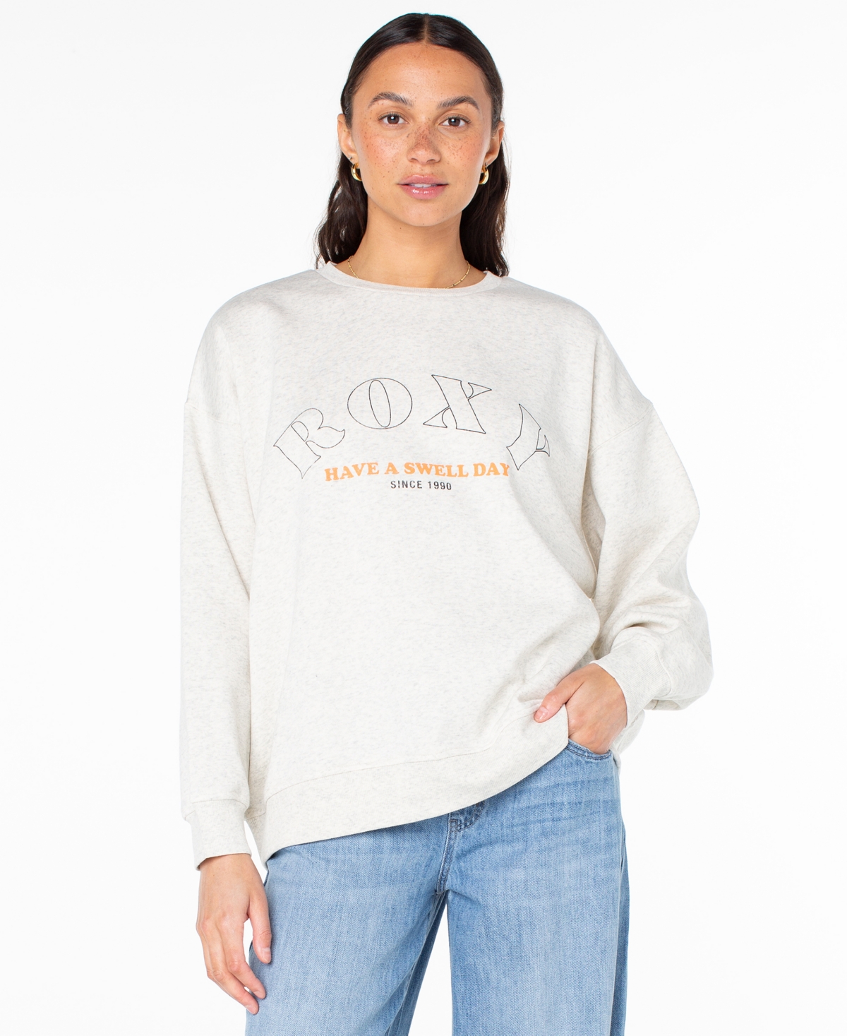 Roxy Women's Morning Hike Crewneck Sweatshirt In White