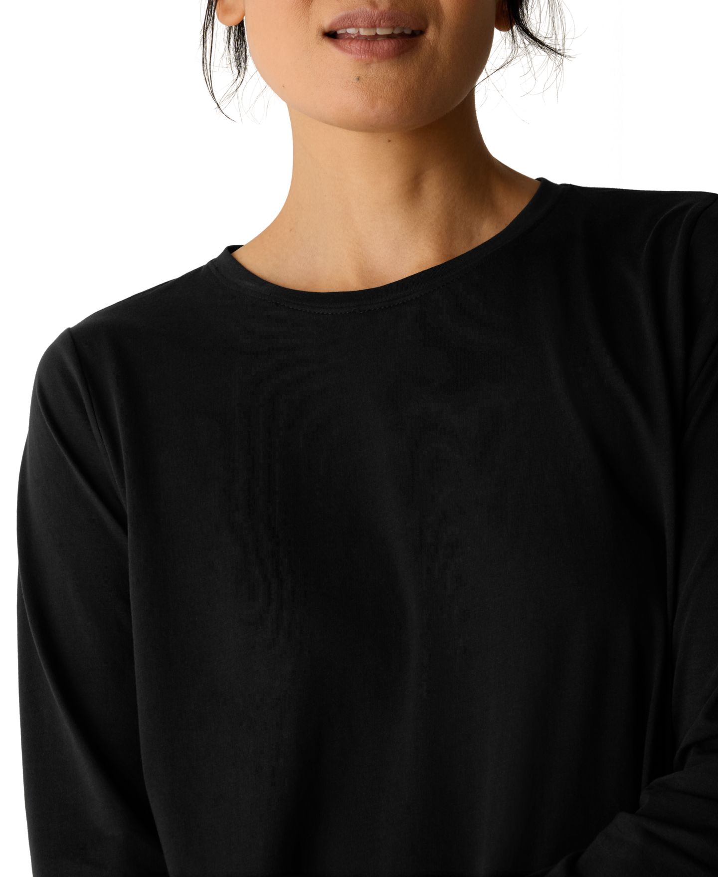 Женский топ Eileen Fisher с круглым вырезом и длинным рукавом, цвет: Чёрный — фото 3