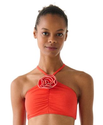 Women's Rosette High Neck Bra Top