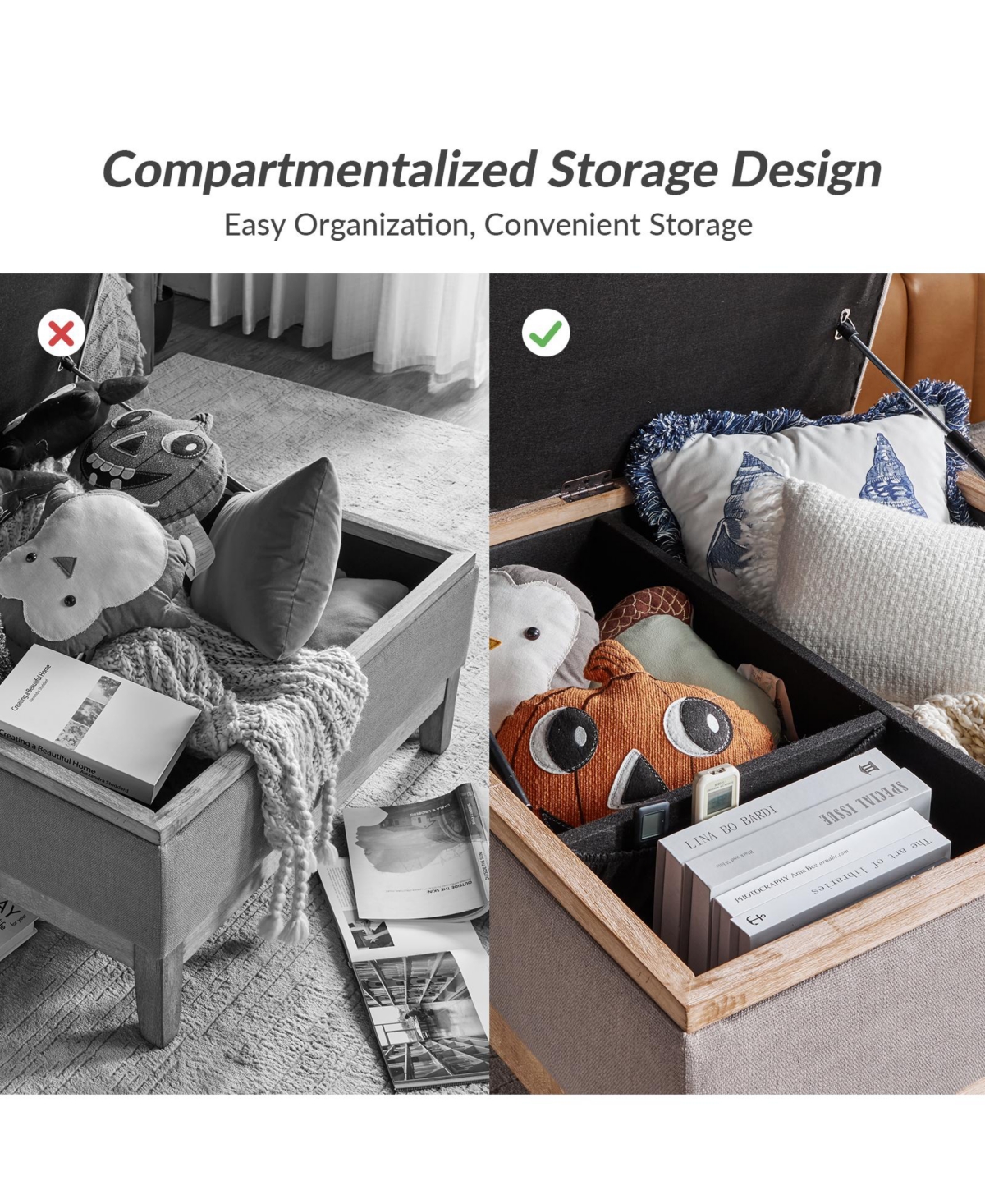 Hannah Upholstered Storage Cocktail Ottoman with Solid Wood Legs