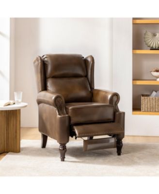 Genuine Leather Spindle Leg Volkert Traditional Manual Recliner