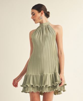 Women's Celestine Halter Neck Ruffle Bottom Mini Dress