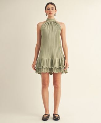 AROSE STUDIO, INC - Women's Celestine Halter Neck Ruffle Bottom Mini Dress