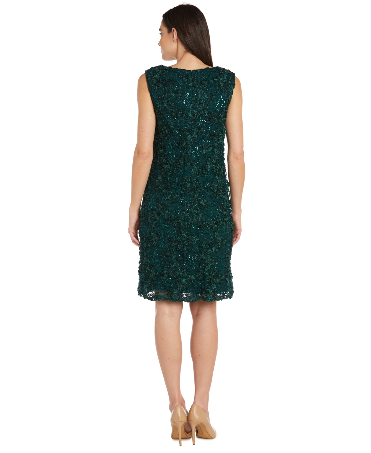 R & M Richards Embellished Lace Dress Waterfall Jacket