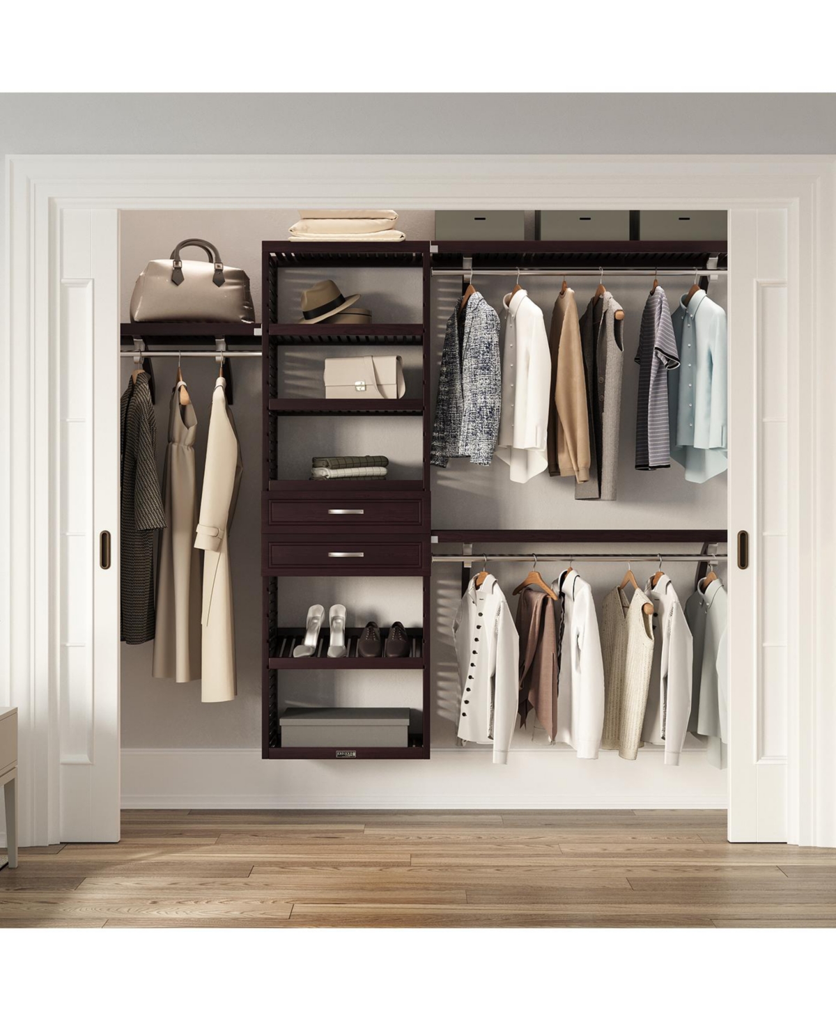 John Louis Home Solid Wood Walk-In Closet Organizer with 2 Drawers